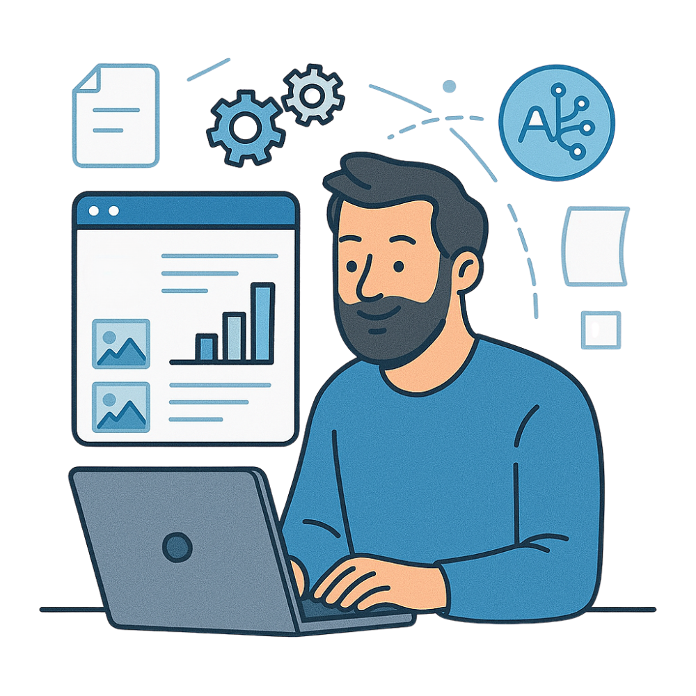 Illustration of AI publishing articles to WordPress