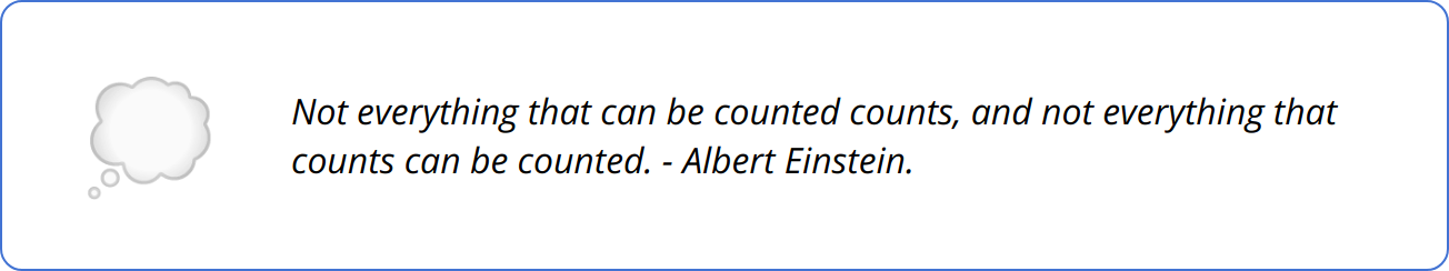 Quote - Not everything that can be counted counts, and not everything that counts can be counted. - Albert Einstein.