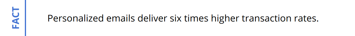 Fact - Personalized emails deliver six times higher transaction rates.