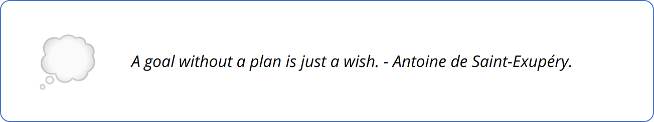 Quote - A goal without a plan is just a wish. - Antoine de Saint-Exupéry.