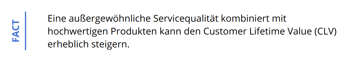 Fact - Eine außergewöhnliche Servicequalität kombiniert mit hochwertigen Produkten kann den Customer Lifetime Value (CLV) erheblich steigern.