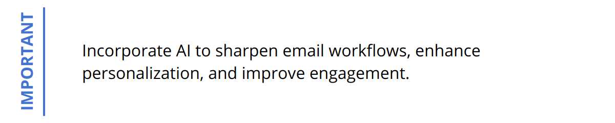Important - Incorporate AI to sharpen email workflows, enhance personalization, and improve engagement.