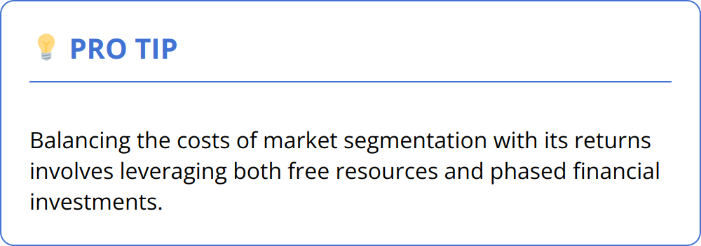 Pro Tip - Balancing the costs of market segmentation with its returns involves leveraging both free resources and phased financial investments.