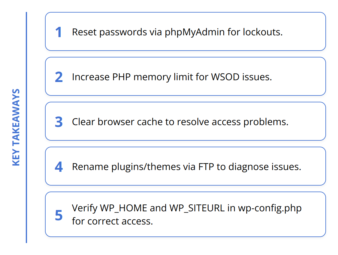 Key Takeaways - Common Reasons Why You Can’t Access WordPress Wp-Admin