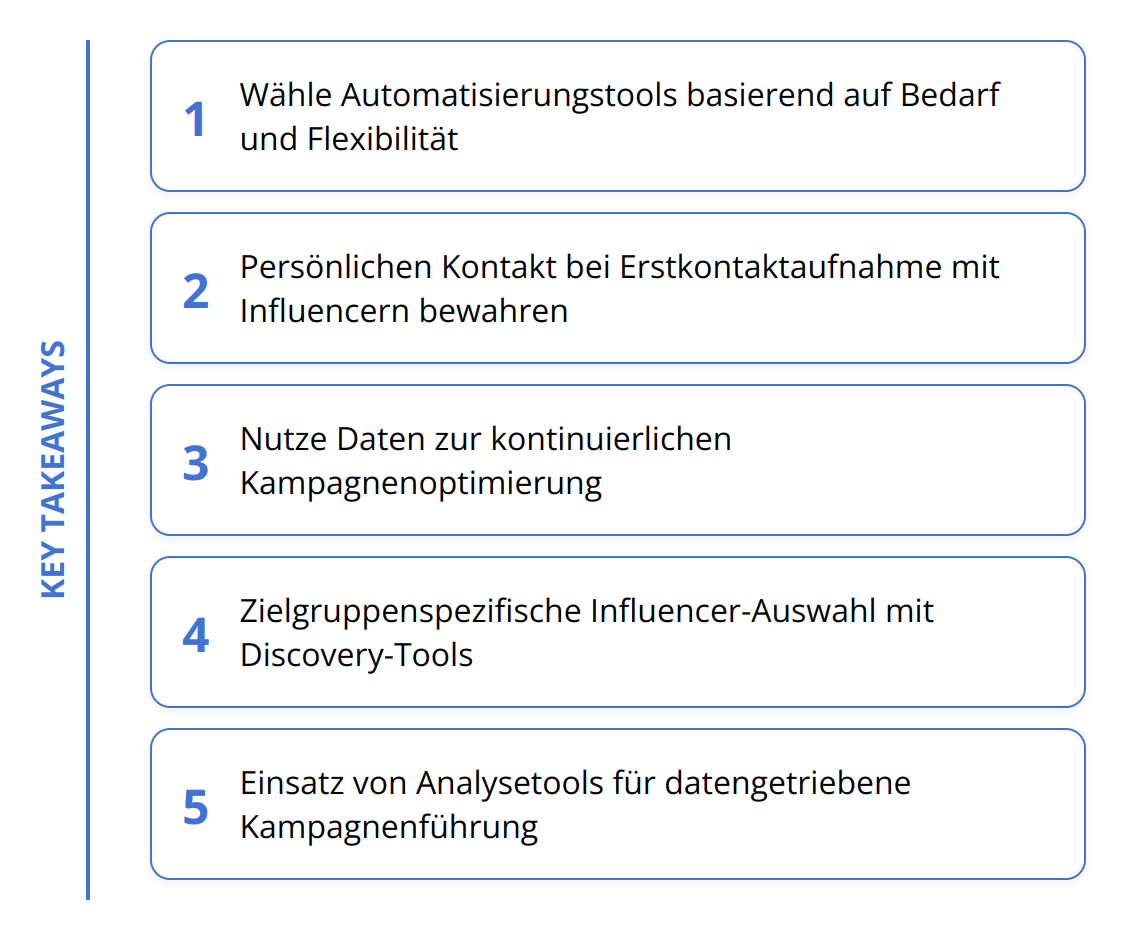 Key Takeaways - Influencer Relations Automatisierung: Pro Tipps