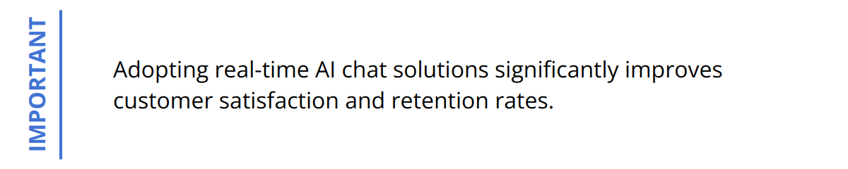 Important - Adopting real-time AI chat solutions significantly improves customer satisfaction and retention rates.
