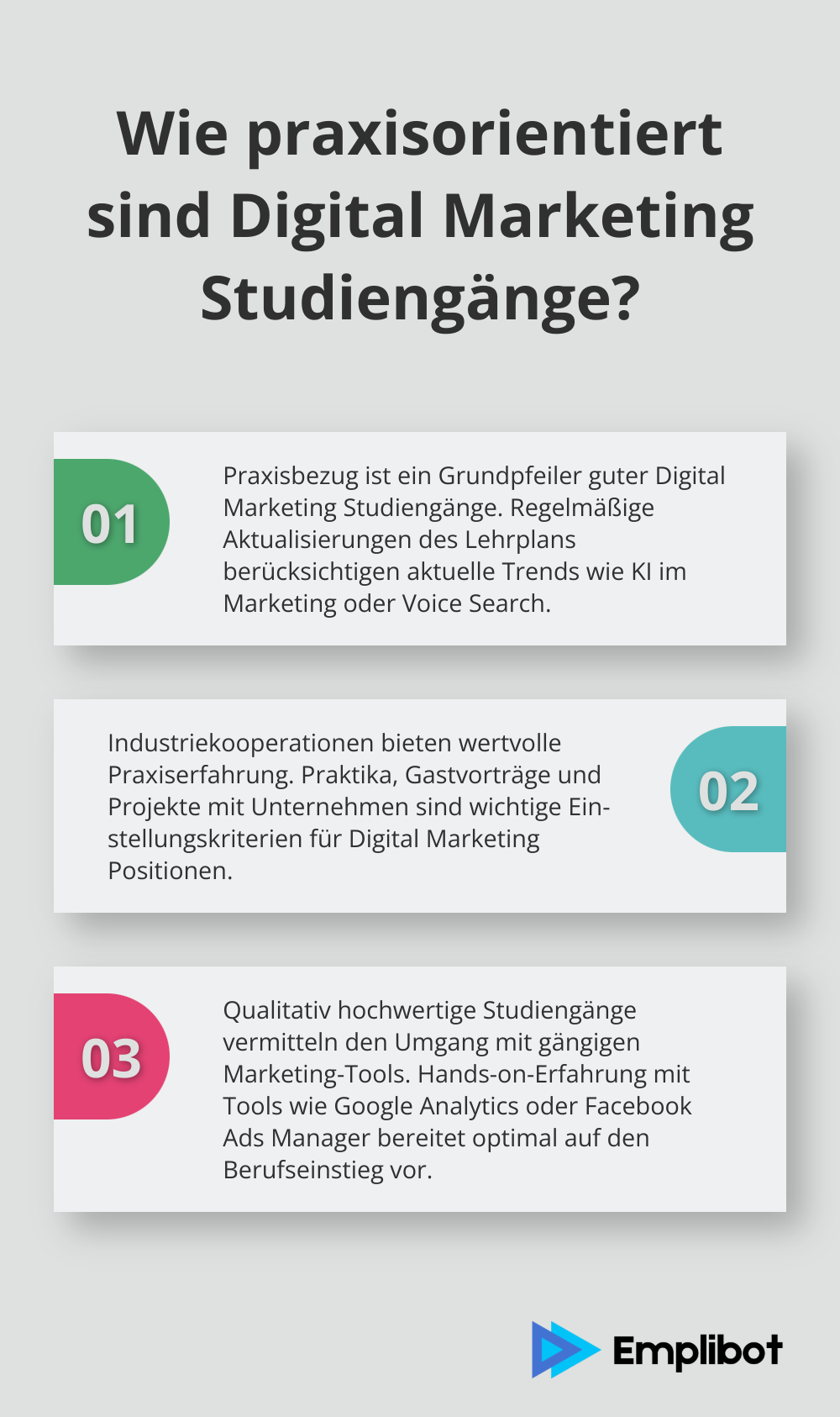 Infographic: Wie praxisorientiert sind Digital Marketing Studiengänge? - digital marketing studiengang