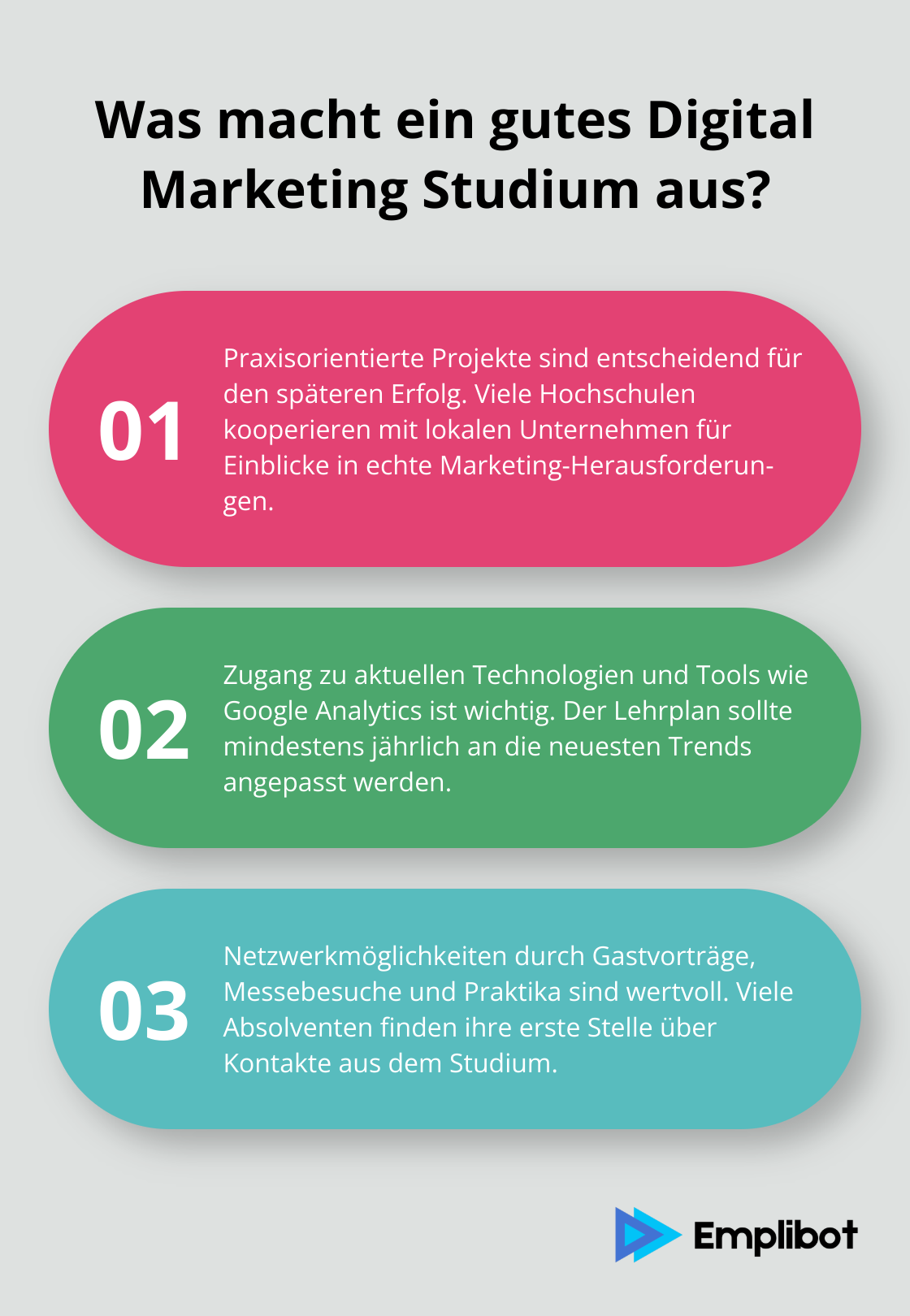 Infographic: Was macht ein gutes Digital Marketing Studium aus?