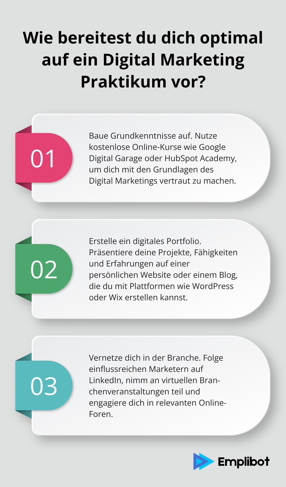 Infographic: Wie bereitest du dich optimal auf ein Digital Marketing Praktikum vor?