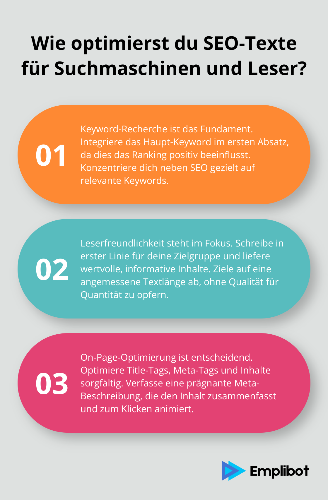 Infographic: Wie optimierst du SEO-Texte für Suchmaschinen und Leser?